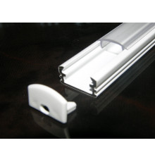 P2 LED profile 0.5m / 500mm surface extrusion, painted aluminium, white, with diffuser