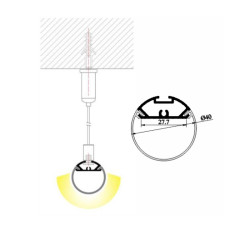 R3 LED profile, Suspended Tube 40mm, 1m / 1000mm R3 LED profile, Suspended Tube 40mm, 1m / 1000mm