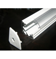 P3 LED profile 0.5m / 500m corner 45 extrusion, painted aluminium, white, with diffuser