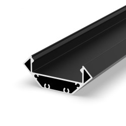 2m painted black EW3 wide corner surface LED aluminium profile with diffuser