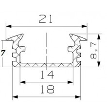 P1 LED profile, 0.5m / 500mm recessed extrusion, anodized aluminium, silver, plus diffuser P1 LED profile, 0.5m / 500mm recessed extrusion, anodized aluminium, silver, plus diffuser