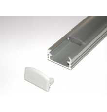 P2 LED profile 2.5m / 2500mm surface extrusion, anodized aluminium, silver, plus diffuser
