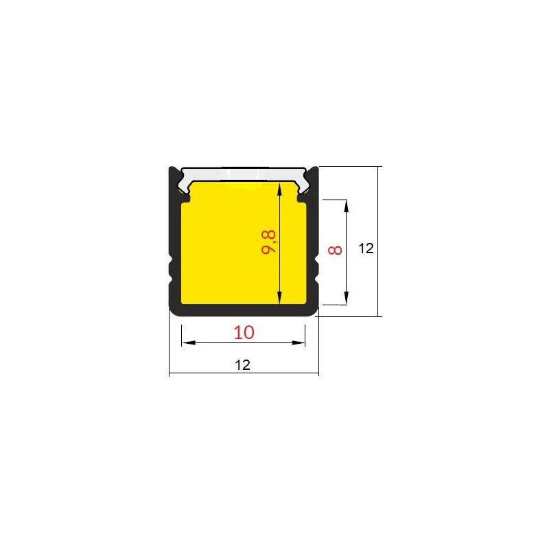 3m LED profile T2 (painted, white) set with cover 12mm x 12mm 3m LED profile T2 (painted, white) set with cover 12mm x 12mm
