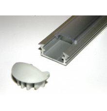 P1 LED profile, 2.5m / 2500mm recessed extrusion, anodized aluminium, silver, plus diffuser