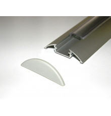P4 LED profile 2.5m / 2500mm surface extrusion, anodized aluminium, silver, plus diffuser