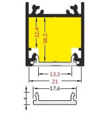 3m TL2 LED profile (painted, white), 23mm x 25mm, set with opal cover 3m TL2 LED profile (painted, white), 23mm x 25mm, set with opal cover