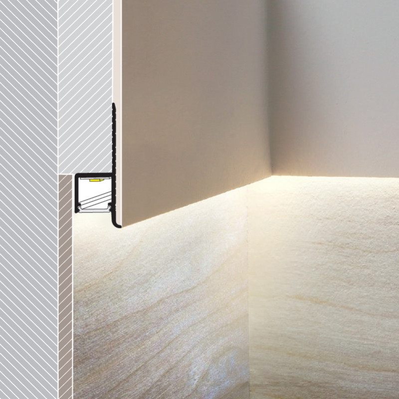 2m Plaster-in LED profile DWT1 Plus for ceiling and drywall, opal diffuser 2m Plaster-in LED profile DWT1 Plus for ceiling and drywall, opal diffuser