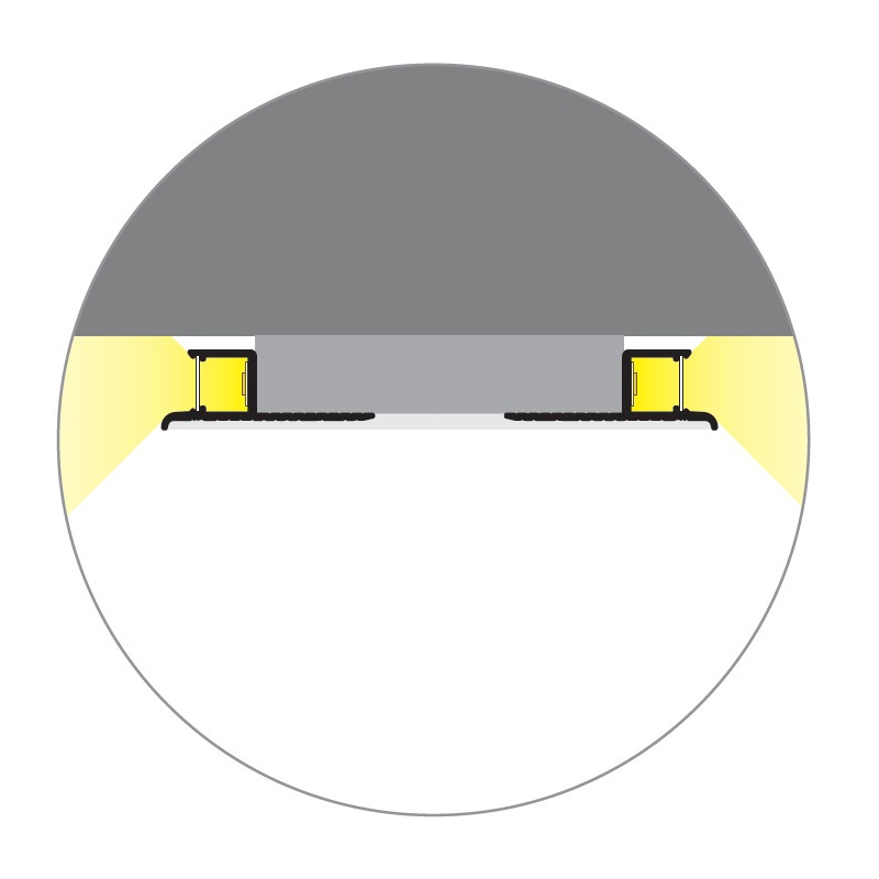 2m Plaster-in LED profile DWT1 Plus for ceiling and drywall, opal diffuser 2m Plaster-in LED profile DWT1 Plus for ceiling and drywall, opal diffuser