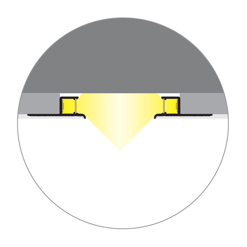 2m Plaster-in LED profile DWT1 Plus for ceiling and drywall, opal diffuser 2m Plaster-in LED profile DWT1 Plus for ceiling and drywall, opal diffuser