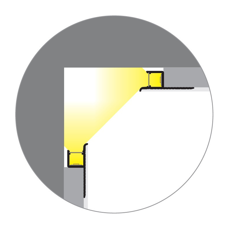 2m Plaster-in LED profile DWT1 Plus for ceiling and drywall, opal diffuser 2m Plaster-in LED profile DWT1 Plus for ceiling and drywall, opal diffuser