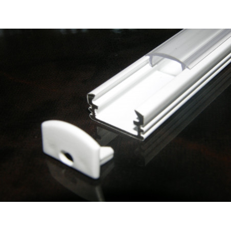 2.5m P2 LED strip light aluminium profile; painted WHITE end caps diffuser 