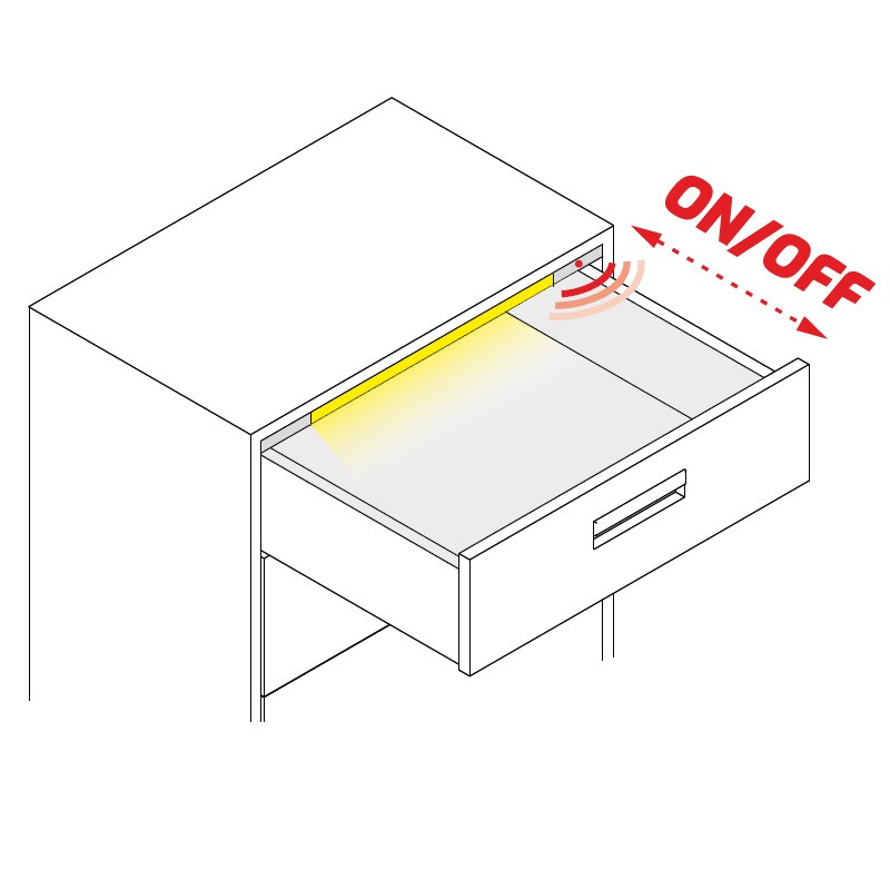 Black Polarus P COB LED Luminaire for drawers, with IR switch, 2m cable Black Polarus P COB LED Luminaire for drawers, with IR switch, 2m cable