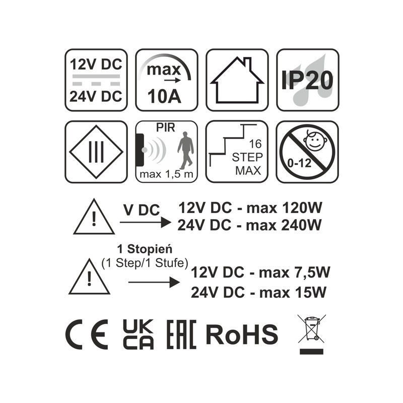 12V/24VDC 120W/240W mono STEP controller for stairs 12V/24VDC 120W/240W mono STEP controller for stairs