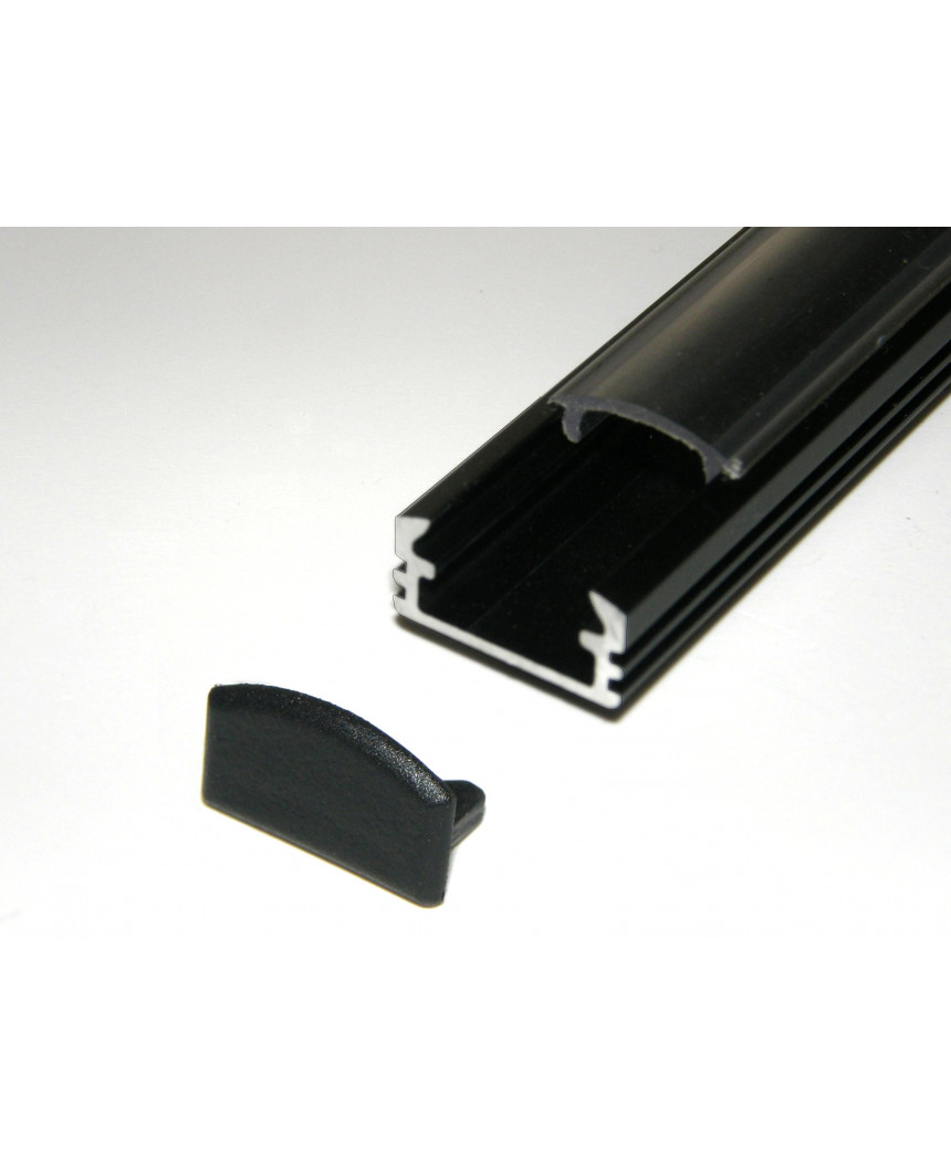 Diffuser Marc P2 surface LED profile 2.5m, anodized aluminium, black, plus diffuser ...