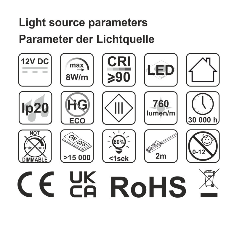 GLOVIA LED light for drawers, cupboards and closets, with IR switch, 2m cable GLOVIA LED light for drawers, cupboards and closets, with IR switch, 2m cable