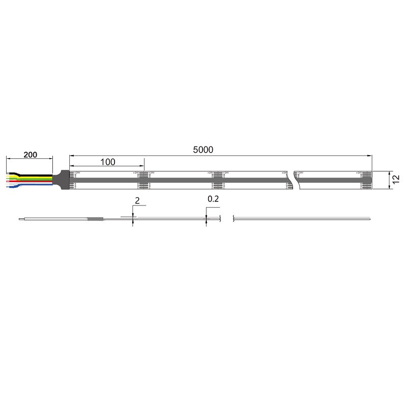 24VDC IP67 COB LED tape, 2700K+RGB+6000K (RGBWW, RGB+CCT), 17.5W/m, IP20, 5m (87.5W), Pro series 24VDC IP67 COB LED tape, 2700K+RGB+6000K (RGBWW, RGB+CCT), 17.5W/m, IP20, 5m (87.5W), Pro series