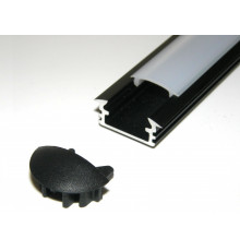 P1 LED profile, 2.5m / 2500mm recessed extrusion, anodized aluminium, black, with diffuser