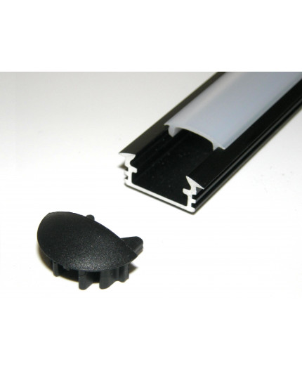 P1 recessed LED profile 2.5m, anodized aluminium, black, with diffuser
