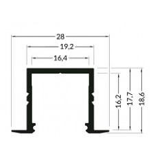 1m LED profile TH1 (painted, black), set with cover 1m LED profile TH1 (painted, black), set with cover