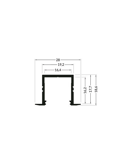 1m LED profile TH1 (painted, black), set with cover 1m LED profile TH1 (painted, black), set with cover