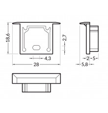 1m LED profile TH1 (painted, black), set with cover 1m LED profile TH1 (painted, black), set with cover