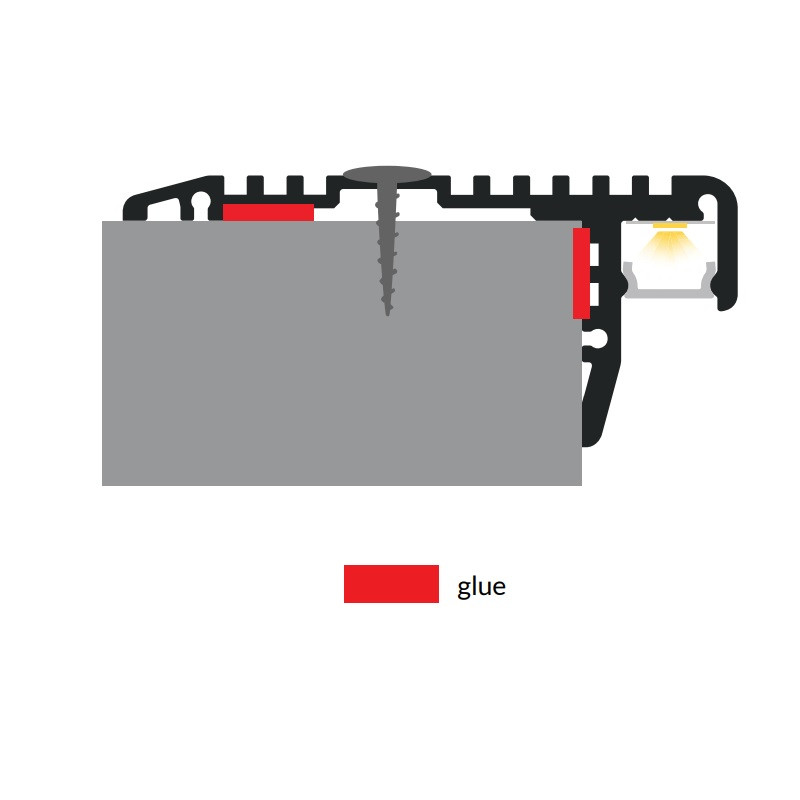 Sample of DOWN-STEP LED profile, silver anodized, with diffuser Sample of DOWN-STEP LED profile, silver anodized, with diffuser