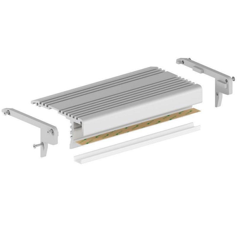 Sample of DOWN-STEP LED profile, silver anodized, with diffuser Sample of DOWN-STEP LED profile, silver anodized, with diffuser