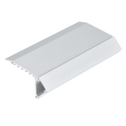Sample of UP-Step LED profile anodized silver, set with opal cover