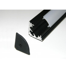 P3 LED profile 2.5m / 2500m corner 45 extrusion, anodized aluminium, black, with diffuser