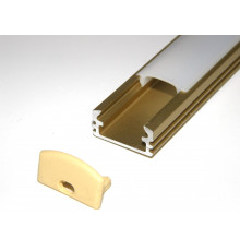 P2 LED profile 2.5m / 2500mm surface extrusion, anodized aluminium, gold, plus diffuser