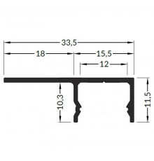 2m U180-Tile LED profile (anodized, black), set with cover 2m U180-Tile LED profile (anodized, black), set with cover