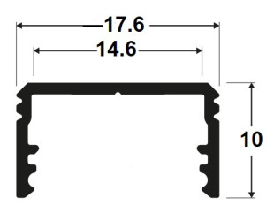 Sample of 1m TU2 LED profile (anodized, silver), 17.6mmx10mm, set with cover Sample of 1m TU2 LED profile (anodized, silver), 17.6mmx10mm, set with cover