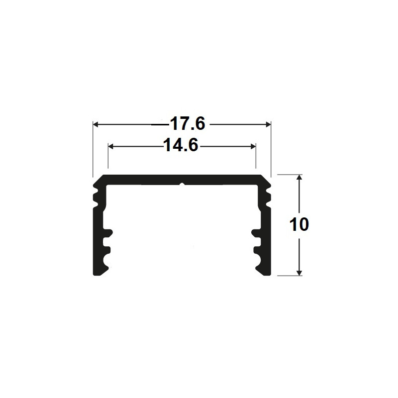 Sample of 1m TU2 LED profile (anodized, silver), 17.6mmx10mm, set with cover Sample of 1m TU2 LED profile (anodized, silver), 17.6mmx10mm, set with cover