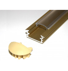 P1 LED profile, 2.5m / 2500mm recessed extrusion, anodized aluminium,gold, with diffuser