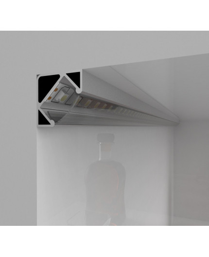 2m E3 Corner LED Profile - Silver Anodised with Diffuser 2m E3 Corner LED Profile - Silver Anodised with Diffuser