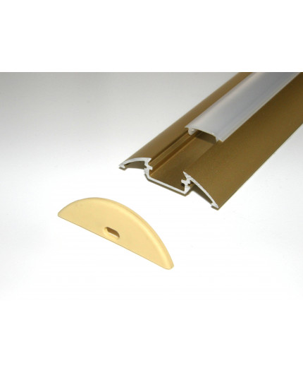 P4 LED profile 2.5m / 2500mm surface extrusion, anodized aluminium, gold, with diffuser P4 LED profile 2.5m / 2500mm surface extrusion, anodized aluminium, gold, with diffuser
