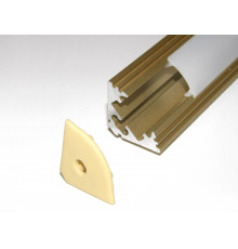 P3 LED profile 2.5m / 2500mm corner 45 extrusion, anodized aluminium, gold, with diffuser
