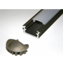 P1 LED profile, 2.5m / 2500mm recessed extrusion, anodized aluminium, inox, plus diffuser