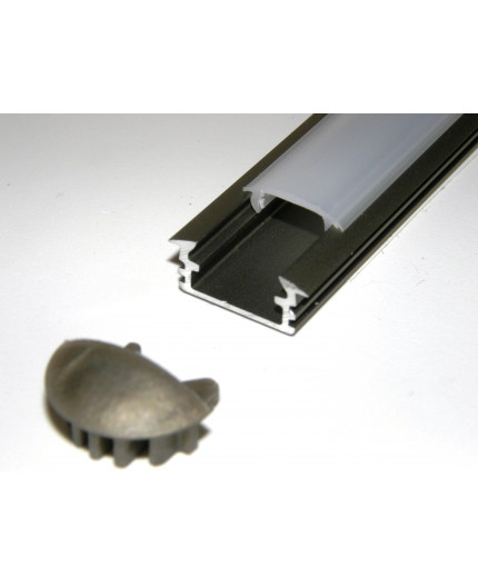 P1 LED profile, 2.5m / 2500mm recessed extrusion, anodized aluminium, inox, plus diffuser P1 LED profile, 2.5m / 2500mm recessed extrusion, anodized aluminium, inox, plus diffuser