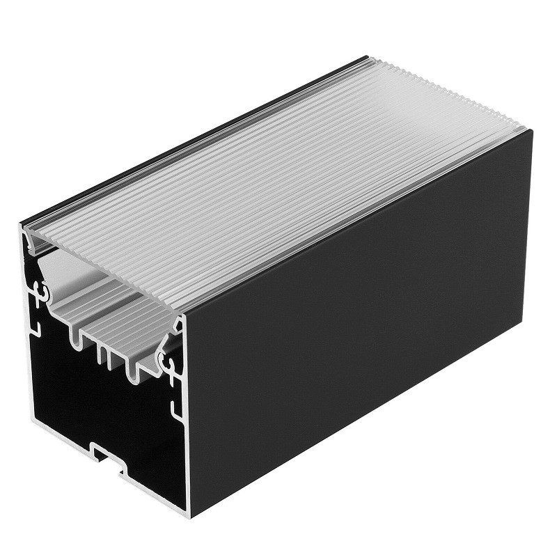 1m TS53 LED profile (anodized, black) 53mm x 53mm, set with diffuser and complementary profile 1m TS53 LED profile (anodized, black) 53mm x 53mm, set with diffuser and complementary profile