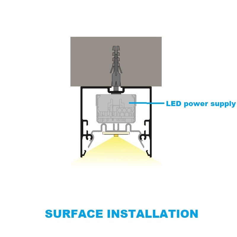 2m TS53 LED profile (anodized, silver) 53mm x 53mm, set with diffuser and complementary profile 2m TS53 LED profile (anodized, silver) 53mm x 53mm, set with diffuser and complementary profile