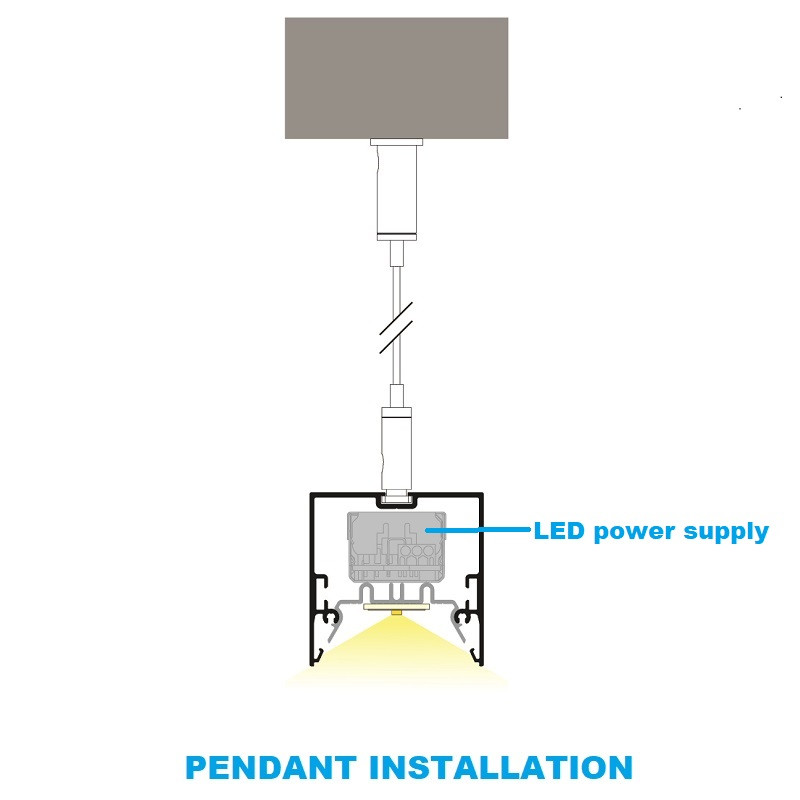 2m TS53 LED profile (anodized, black) 53mm x 53mm, set with diffuser and complementary profile 2m TS53 LED profile (anodized, black) 53mm x 53mm, set with diffuser and complementary profile
