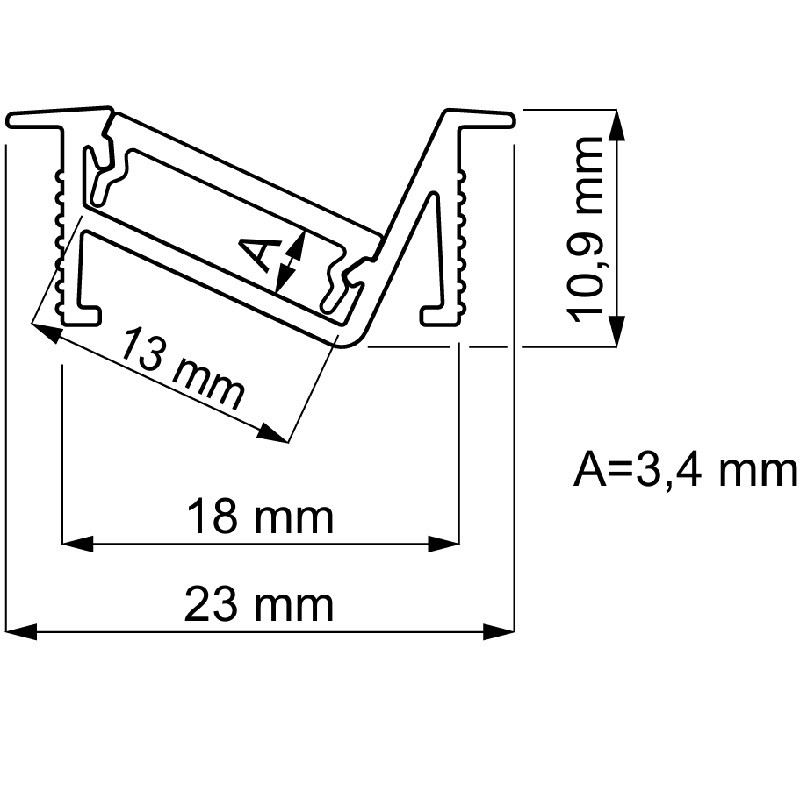 2m silver anodized recessed DL1 LED aluminium extrusion with diffuser 2m silver anodized recessed DL1 LED aluminium extrusion with diffuser