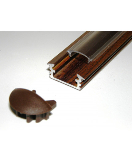 P1 LED profile, 2.5m / 2500mm recessed aluminium extrusion, wood wenge effect, with diffuser P1 LED profile, 2.5m / 2500mm recessed aluminium extrusion, wood wenge effect, with diffuser
