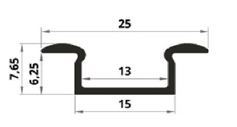 2m silver anodized recessed E1 LED aluminium extrusion with diffuser 2m silver anodized recessed E1 LED aluminium extrusion with diffuser