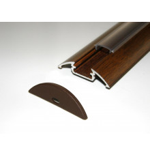 P4 LED profile 2.5m / 2500mm surface aluminium extrusion, wood wenge effect, with diffuser