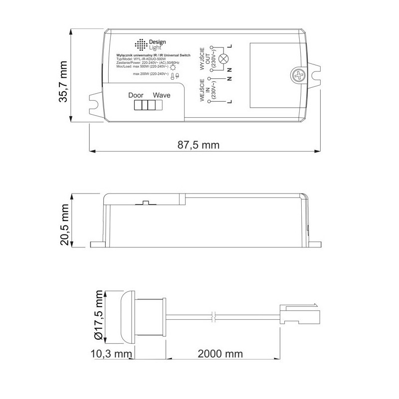 500W 220-240V IR K DUO, 2-in-1 (Move/Door) Mini Recessed/Surface Mount Cabinet Infra-red IR Sensor Switch 500W 220-240V IR K DUO, 2-in-1 (Move/Door) Mini Recessed/Surface Mount Cabinet Infra-red IR Sensor Switch