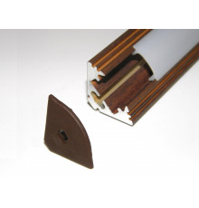 P3 LED profile 2.5m / 2500mm corner 45 aluminium extrusion, wood wenge effect, plus diffuser