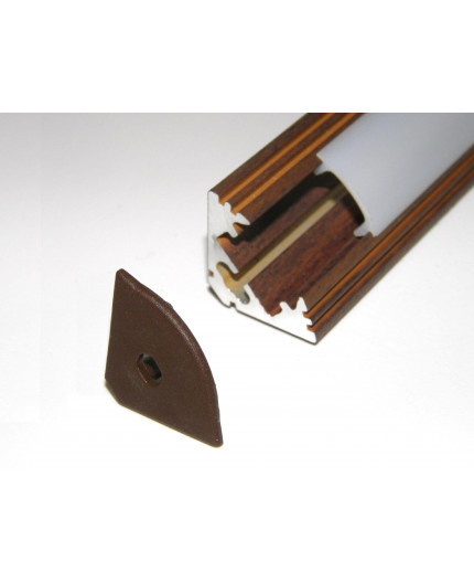P3 LED profile 2.5m / 2500mm corner 45 aluminium extrusion, wood wenge effect, plus diffuser P3 LED profile 2.5m / 2500mm corner 45 aluminium extrusion, wood wenge effect, plus diffuser