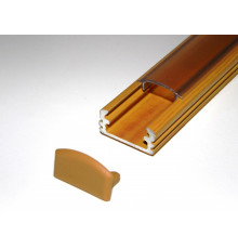 P2 LED profile 2.5m / 2500mm surface aluminium extrusion, wood pine effect, with diffuser